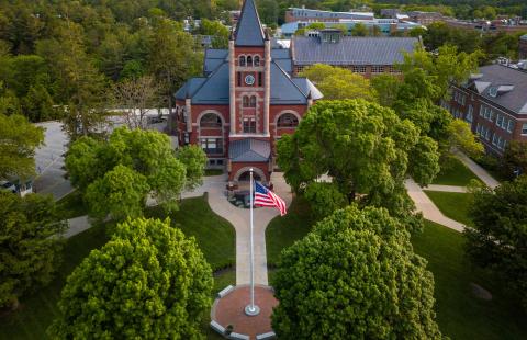 UNH T Hall and flag